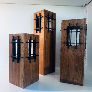 Artisan 3-Piece Tower Votive Set – Solid Wood